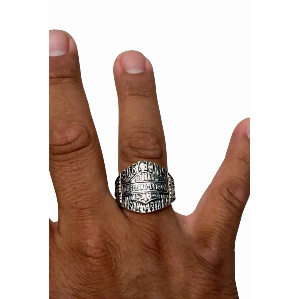 Harley Davidson Motor Cycles Ring Men's Silver Tone Zinc Alloy Ring Size 13
